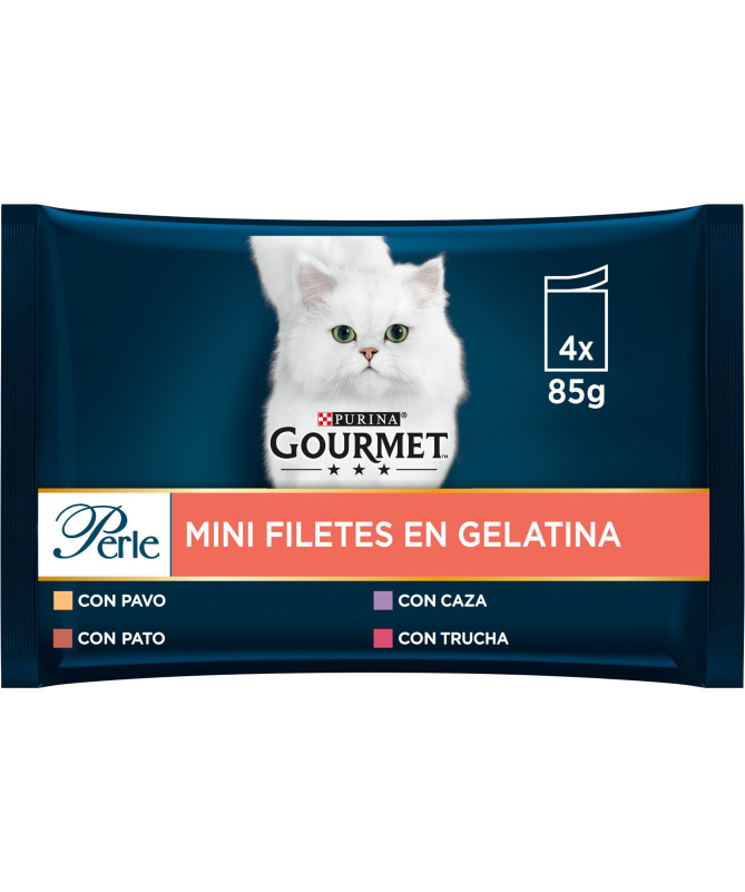 GOURMET PERLE LAMINAS GELATINA VARIADO 4X85GR – foto del producto subproductos carnes animales GOURMET PERLE LAMINAS GELATINA VARIADO 4X85GR – foto del producto subproductos carnes animales