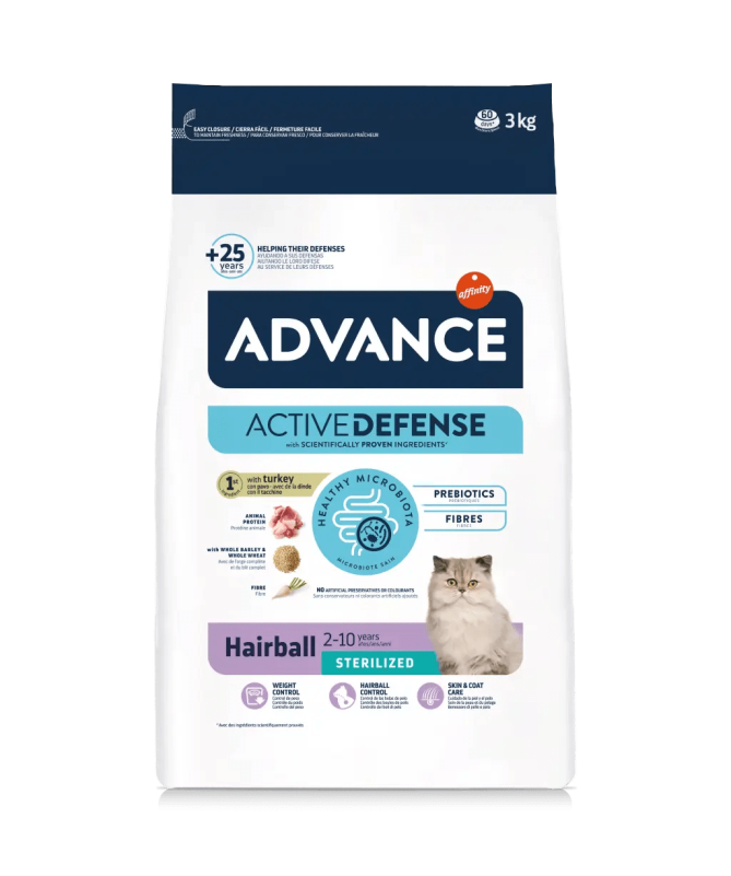 ADVANCE FELINE ADULT STERILIZED HAIRBALL 3KG – foto del producto proteínas vitamina sulfato ADVANCE FELINE ADULT STERILIZED HAIRBALL 3KG – foto del producto proteínas vitamina sulfato